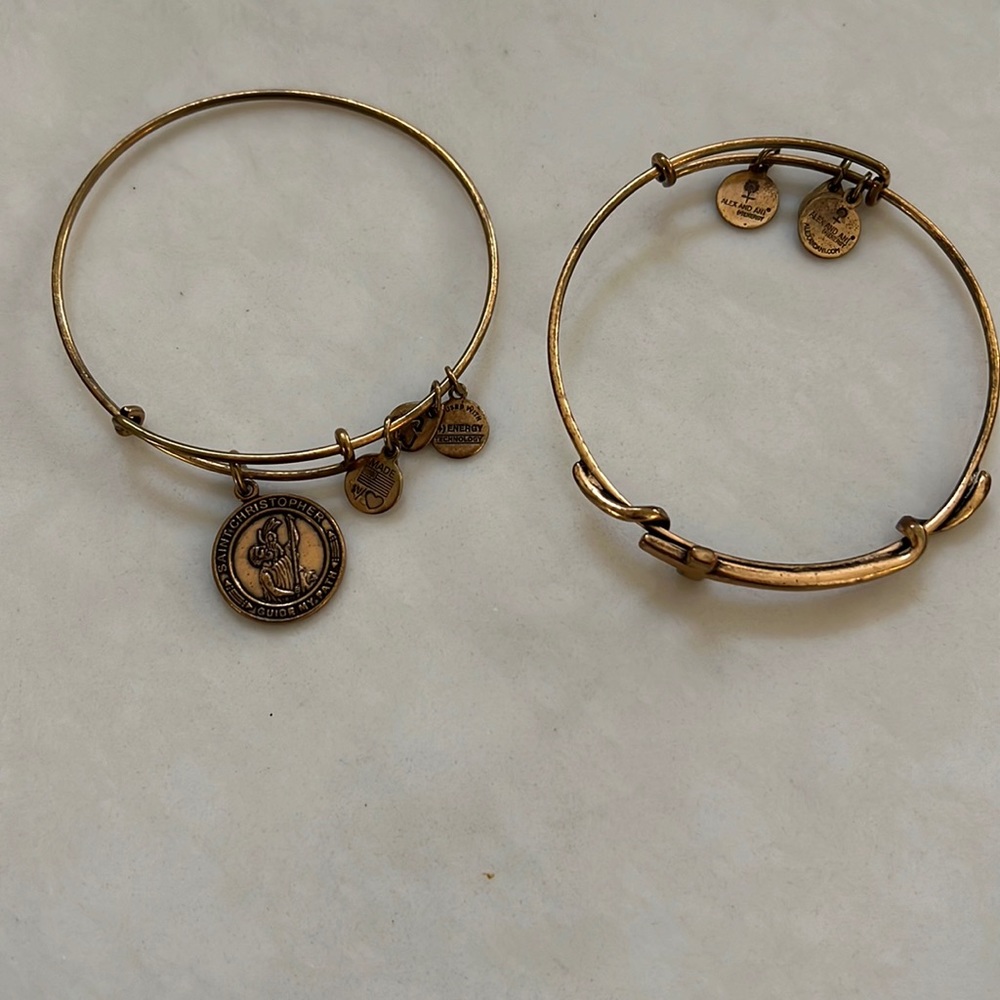 Alex and Ani bracelets.